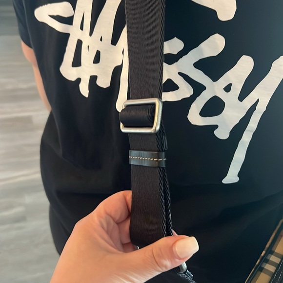 Burberry Front Pocket Crossbody Bag Checkered Canvas - Picture 11 of 11